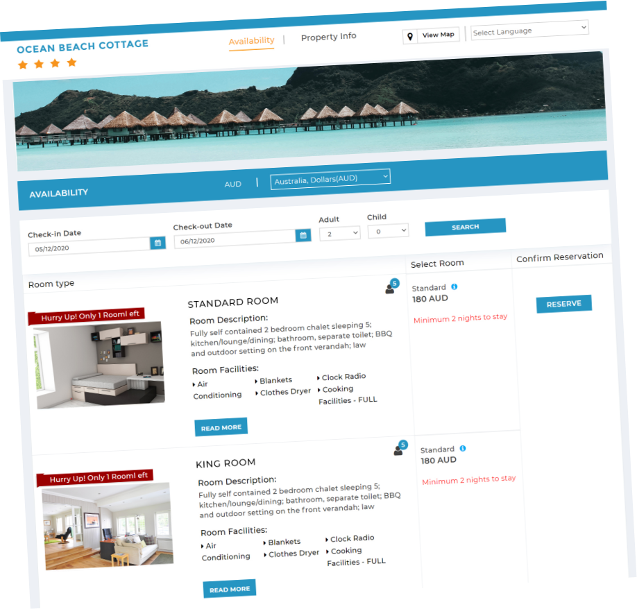 Channel Manager Hotel Page
